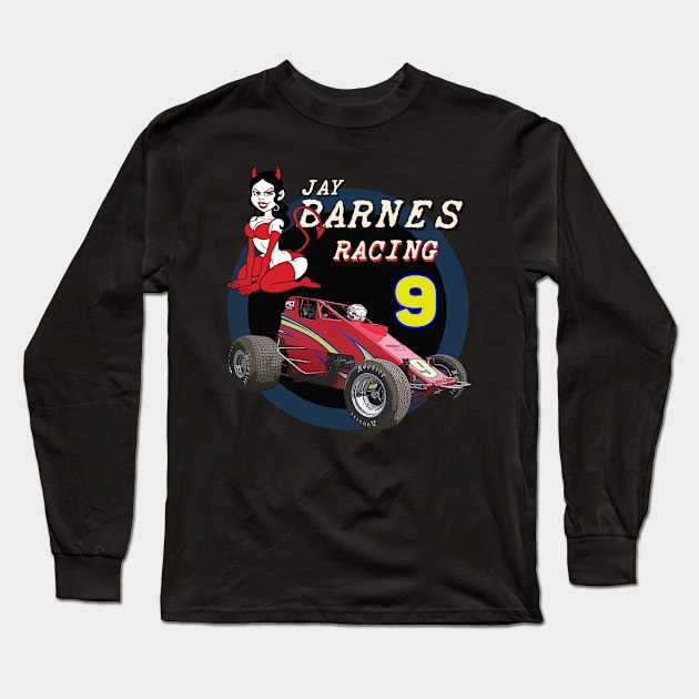 Jay Barns Rockabilly She Devil Sprint Car Dirt Track Race Long Sleeve T-Shirt by The Dirty Gringo